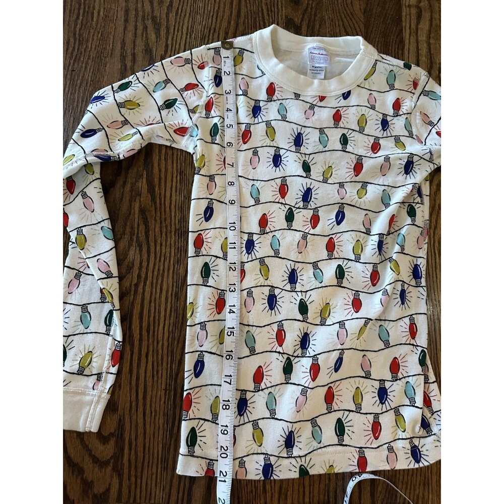 Hanna Andersson Size 12 Christmas Pajamas Lights Organic Cotton Top Only Sz 150 - Picture 13 of 14